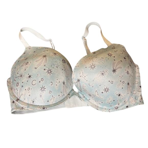 Victoria Secret Push-up Bra Light Blue Star Pattern 36DD - Picture 1 of 5